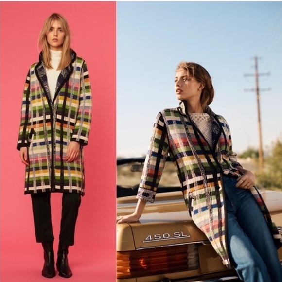 Anthropologie Aldomartins Shanley Plaid Wool Alpaca Colorblock Blanket Coat NWOT - Picture 2 of 13